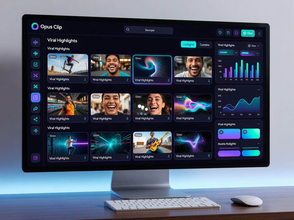 Opus Clip AI Video Repurposing Platform Interface Displaying Viral Highlights